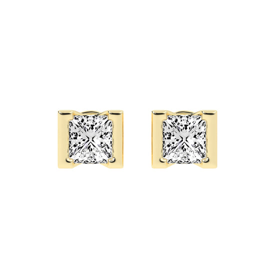Modern Princess Cut Stud Earrings