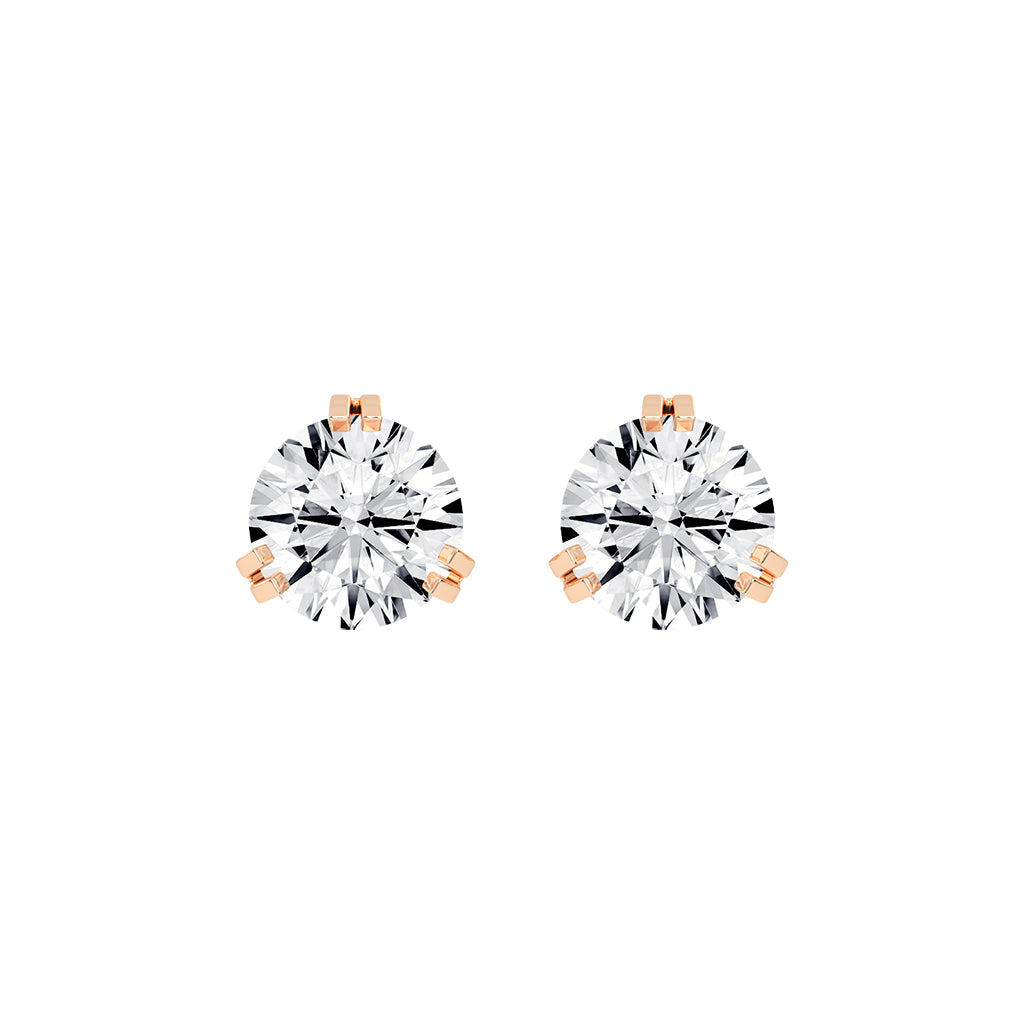 Minimalist Trio-Prong Stud Earrings