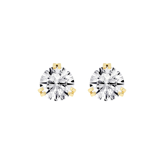 Minimalist Trio-Prong Stud Earrings