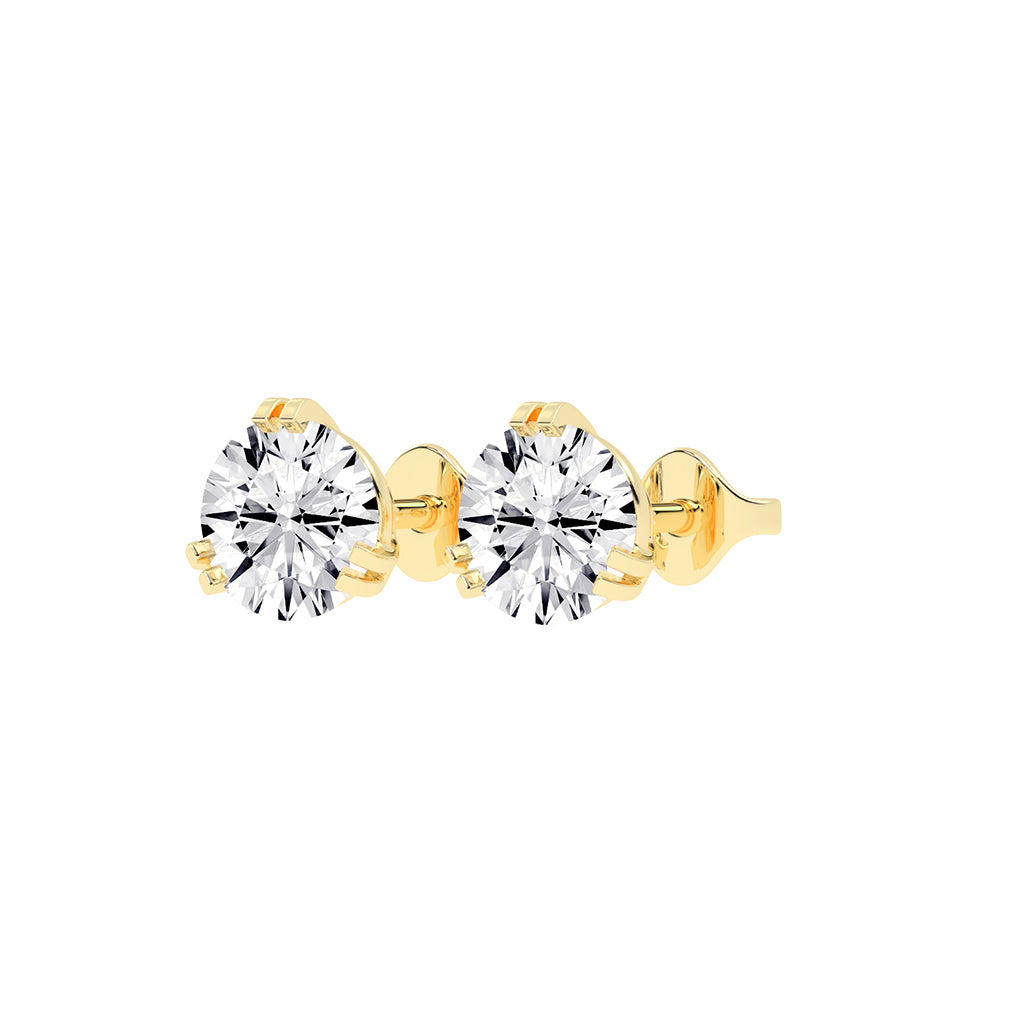 Minimalist Trio-Prong Stud Earrings