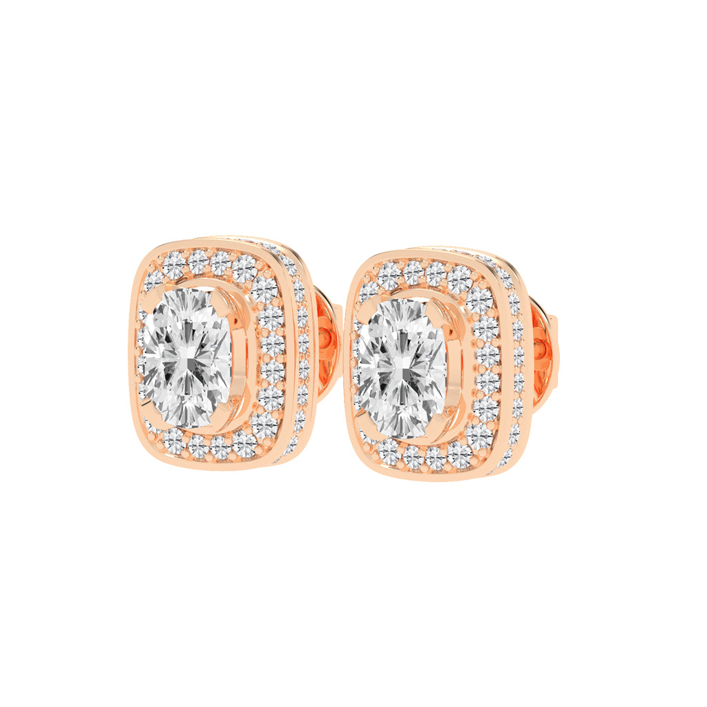 Double Halo Cushion-Cut Stud Earrings