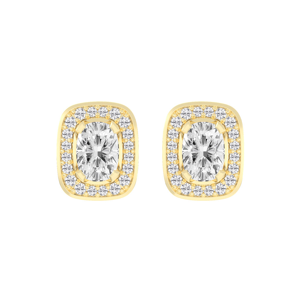 Double Halo Cushion-Cut Stud Earrings