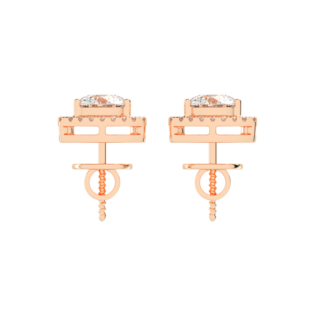 Triangular Halo Stud Earrings