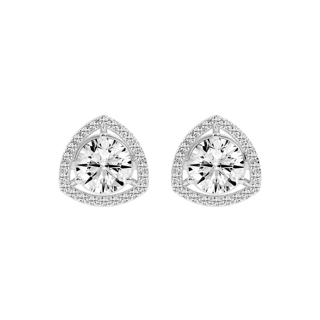 Triangular Halo Stud Earrings