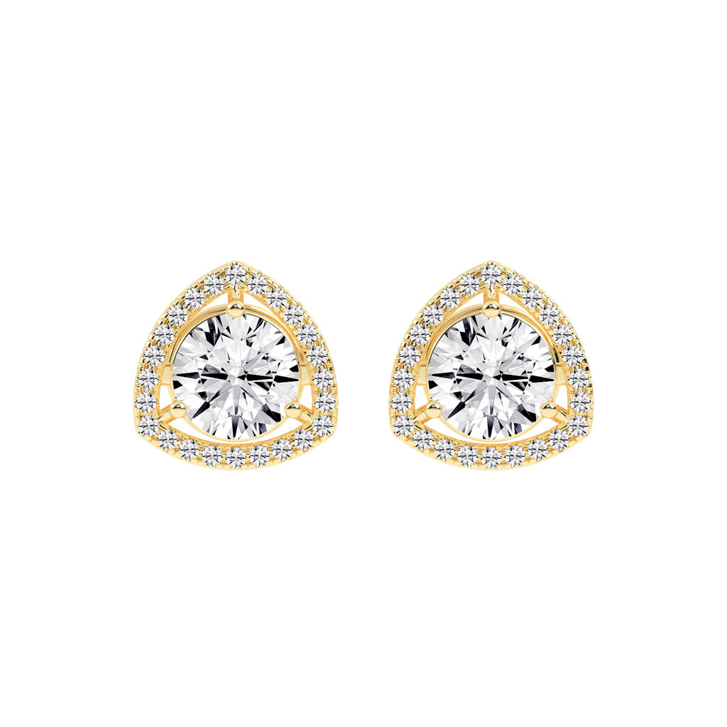 Triangular Halo Stud Earrings