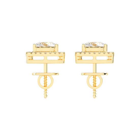 Triangular Halo Stud Earrings