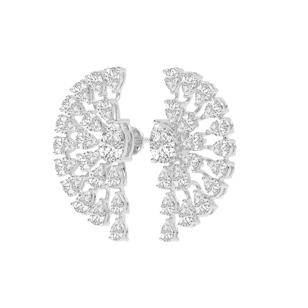 Radiant Fan Cluster Pear Diamond Studs