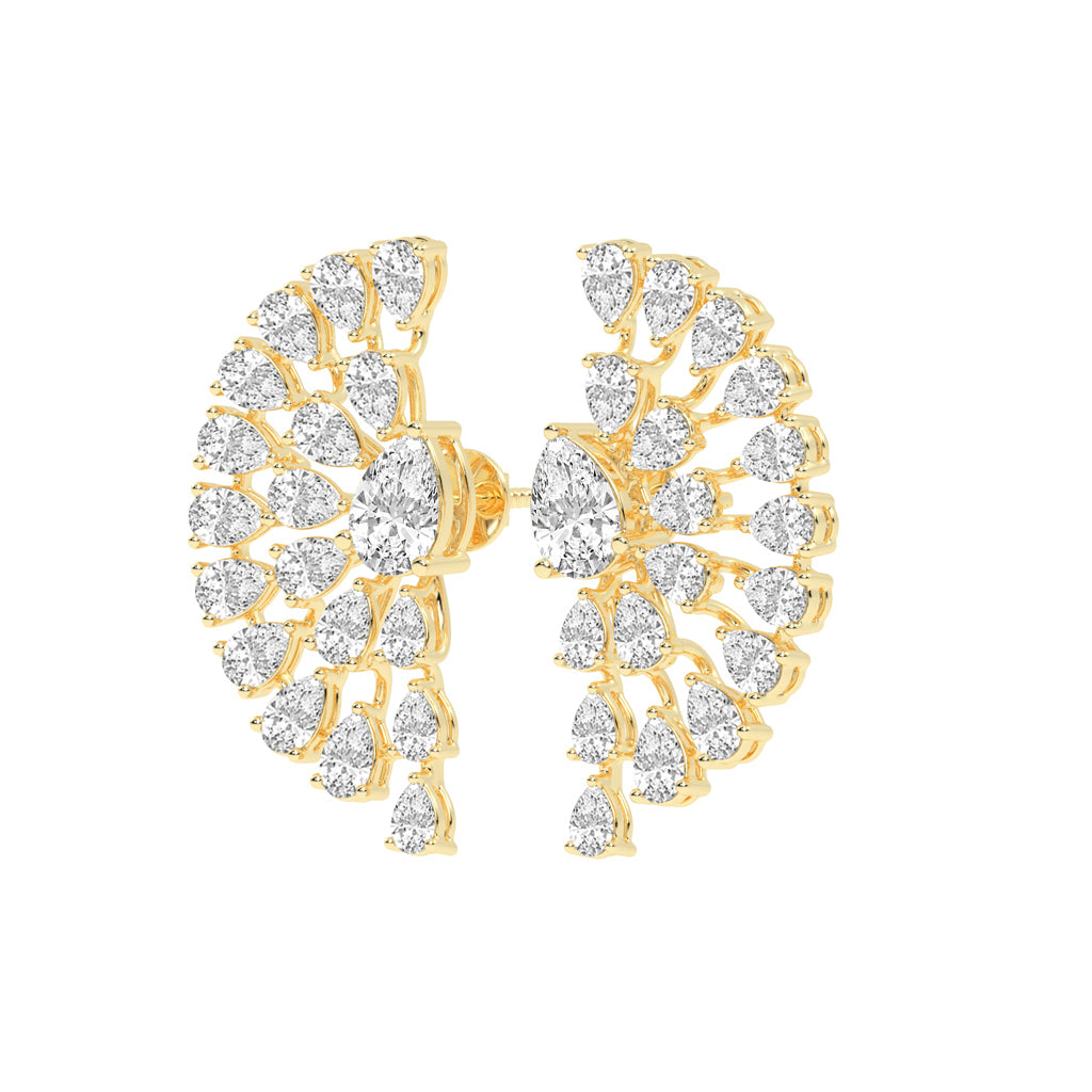 Radiant Fan Cluster Pear Diamond Studs
