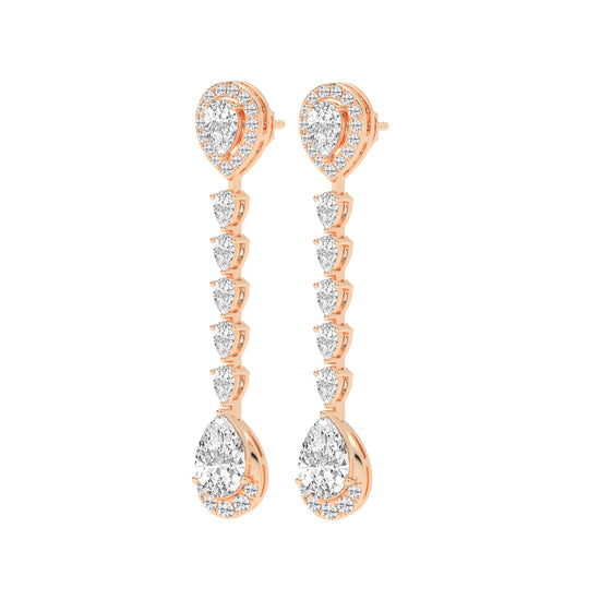 Cascading Pear Drop Diamond Statement Earrings