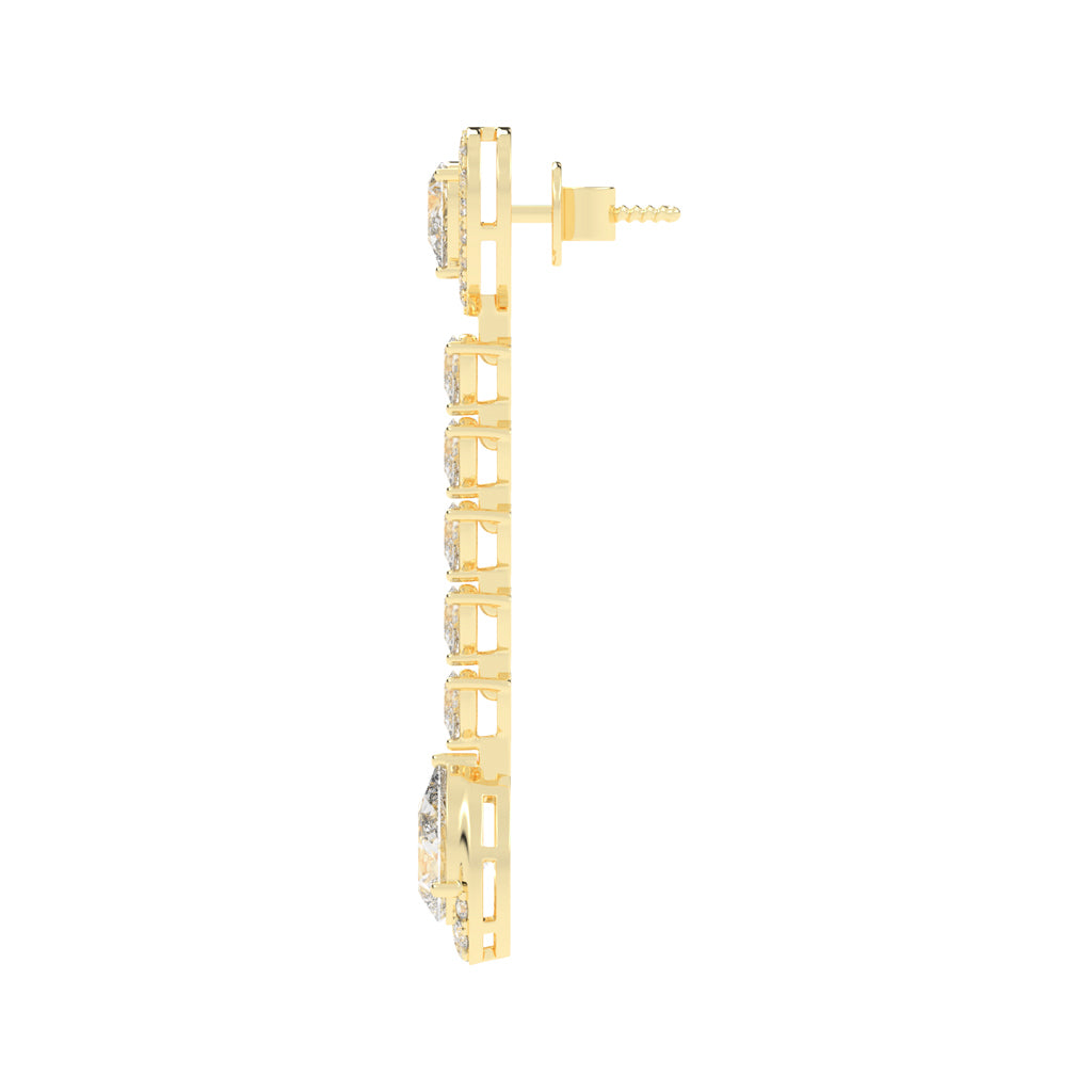 Cascading Pear Drop Diamond Statement Earrings
