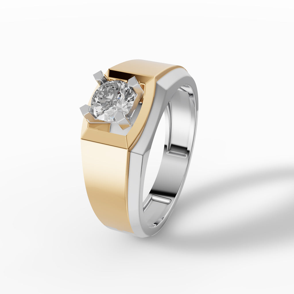 Solitaire Two-Tone Men's Diamond Ring
