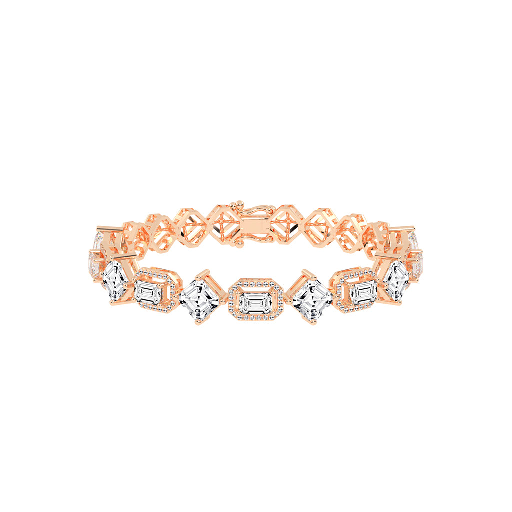 Fara 13.25Ct Miracle Setting Emerald Cut Fancy Lab Diamond Bracelet