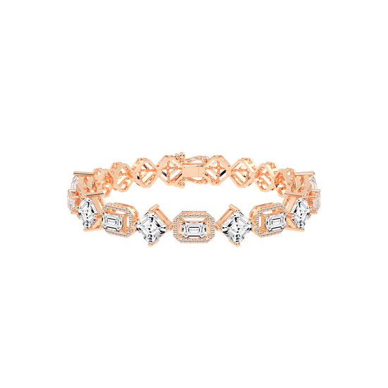 Fara 13.25Ct Miracle Setting Emerald Cut Fancy Lab Diamond Bracelet
