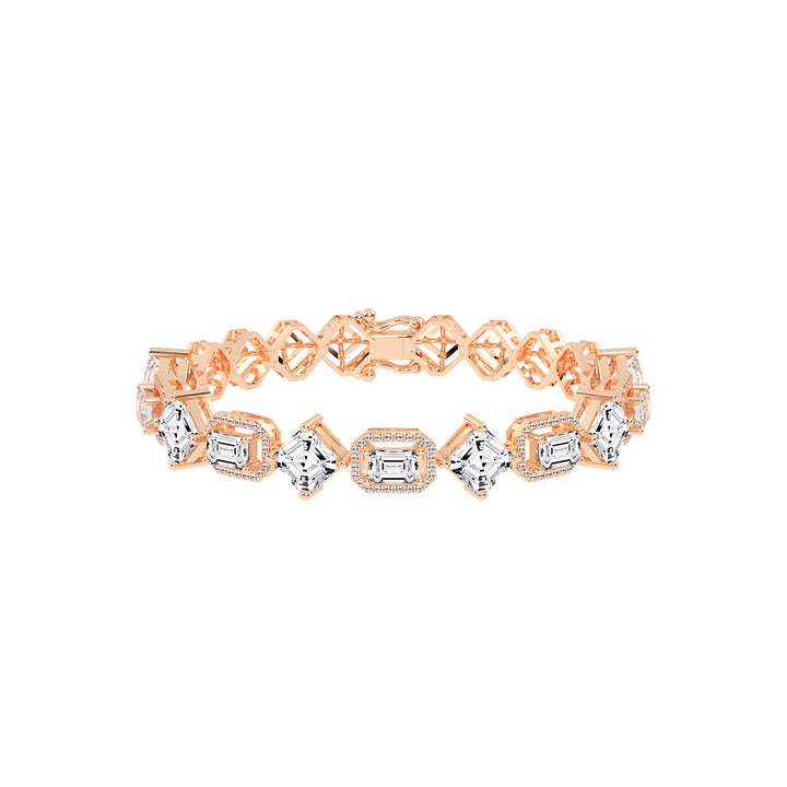 Fara 13.25Ct Miracle Setting Emerald Cut Fancy Lab Diamond Bracelet