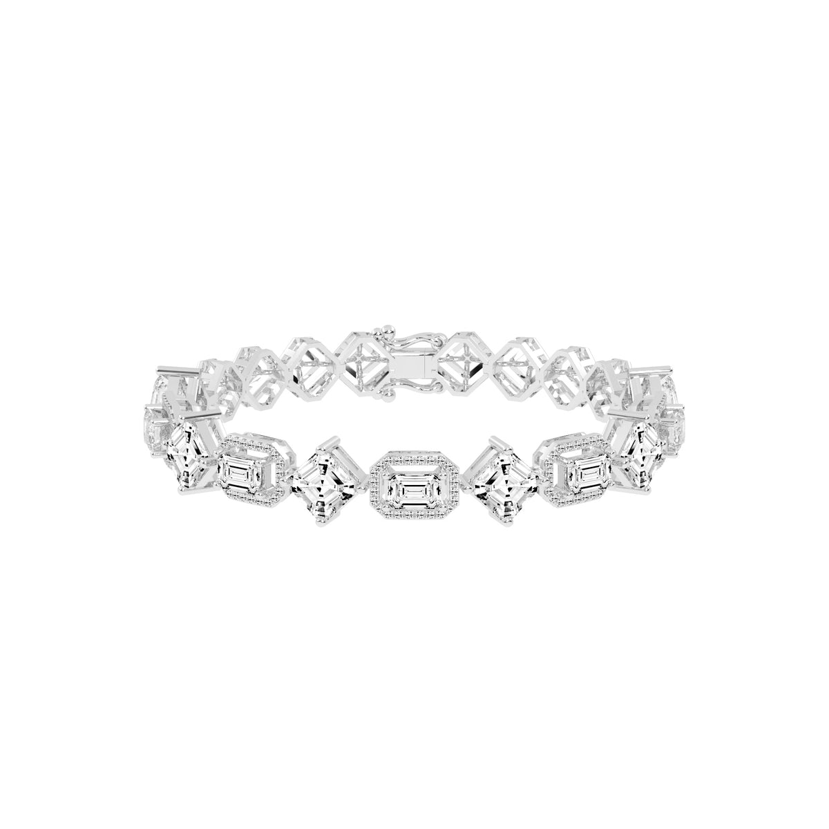 Fara 13.25Ct Miracle Setting Emerald Cut Fancy Lab Diamond Bracelet