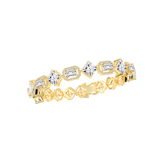 Fara 13.25Ct Miracle Setting Emerald Cut Fancy Lab Diamond Bracelet