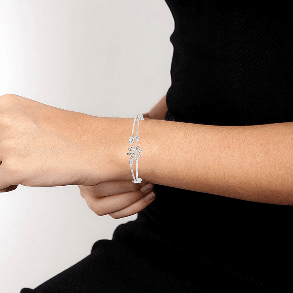 Orla Split Emerald Cut Kada Lab Diamond Bracelet
