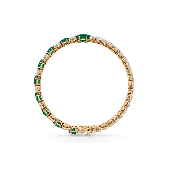 Majestic Hexagon Emerald & Pear-Cut 925 Silver 18k Gold Plated Luxury Tennis Bracelet