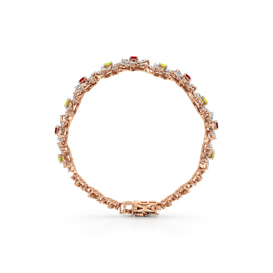 Elegant Floral Gemstone and Diamond Bracelet