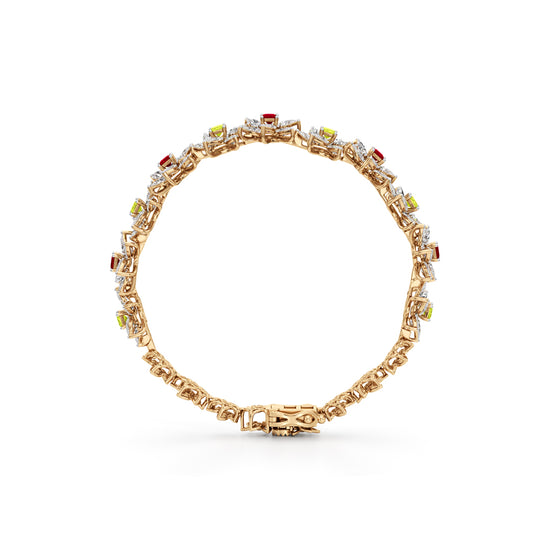 Elegant Floral Gemstone and Diamond Bracelet