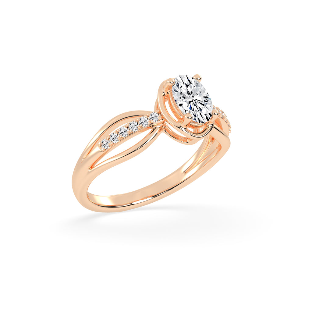 Triavell  Split shank oval cut classic lab diamond ring