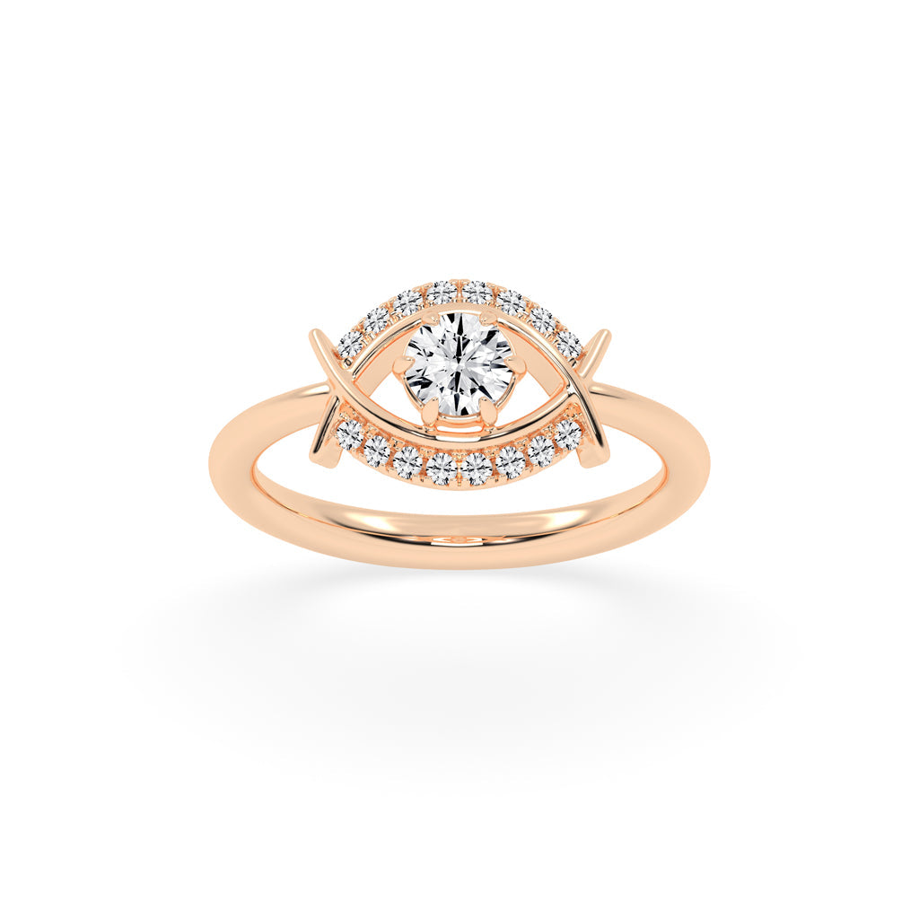 Delivora round eye cut delicate lab diamond ring