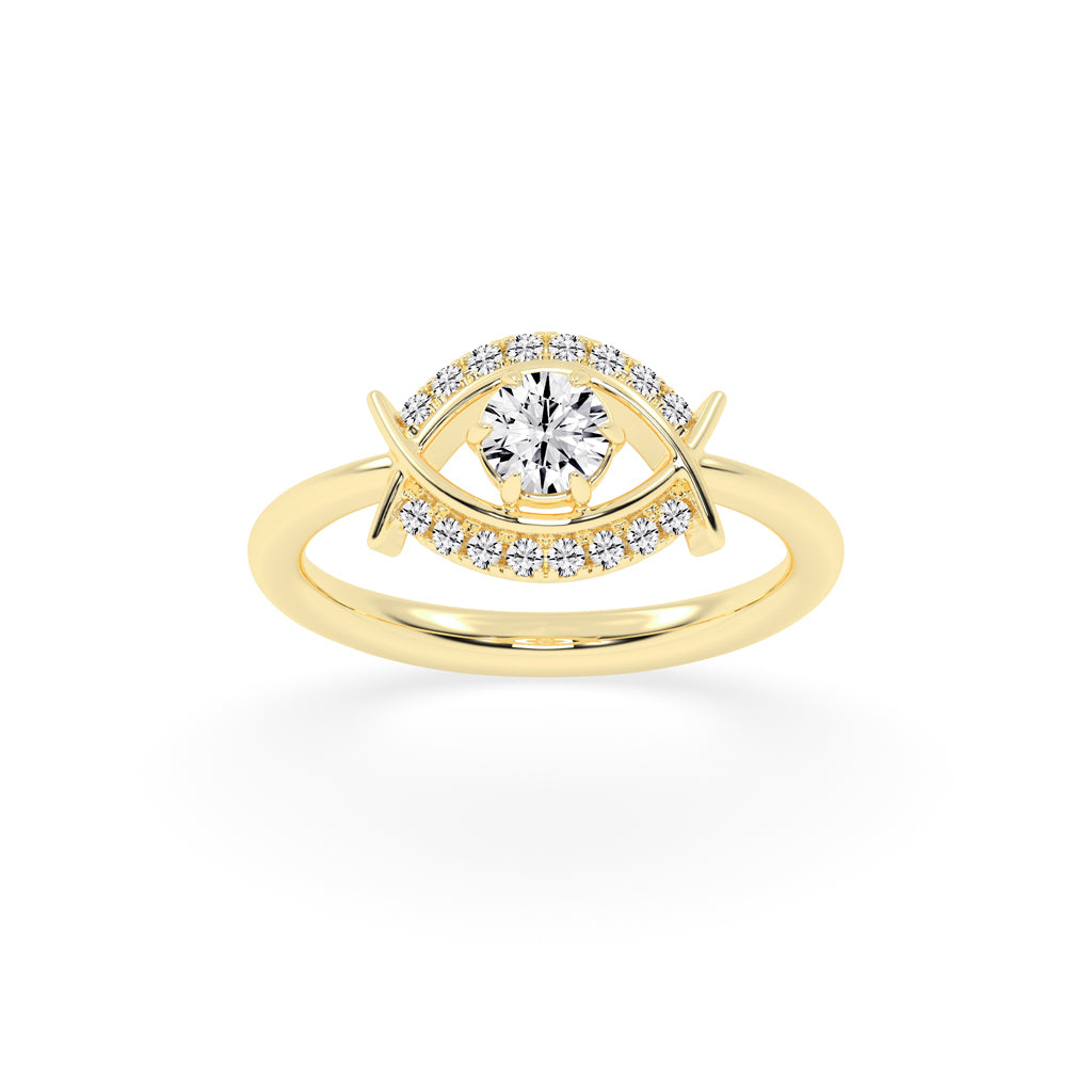 Delivora round eye cut delicate lab diamond ring