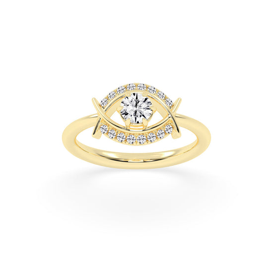 Delivora round eye cut delicate lab diamond ring