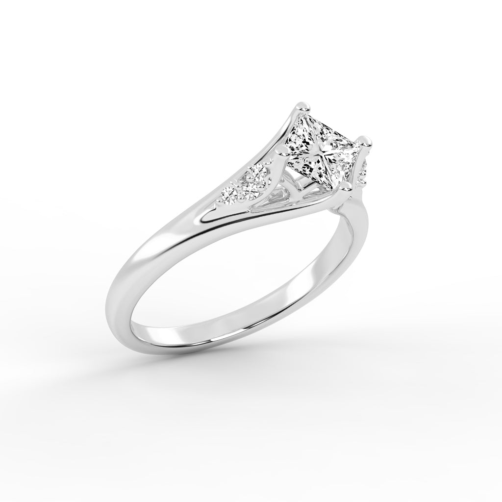 Divosia four prong Princess cut classic lab diamond ring