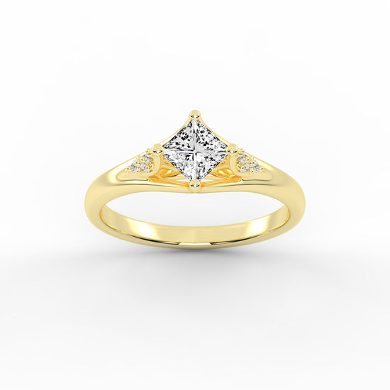 Divosia four prong Princess cut classic lab diamond ring