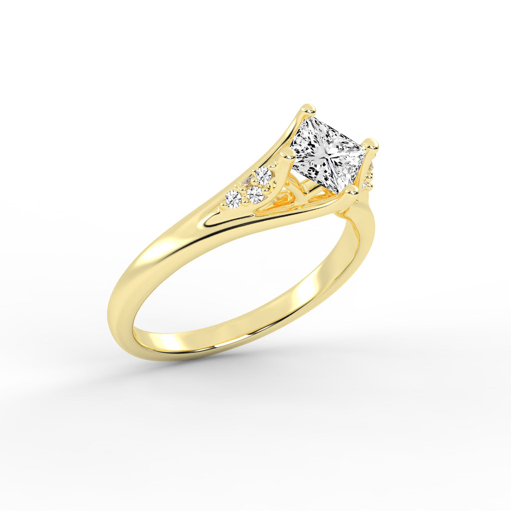 Divosia four prong Princess cut classic lab diamond ring