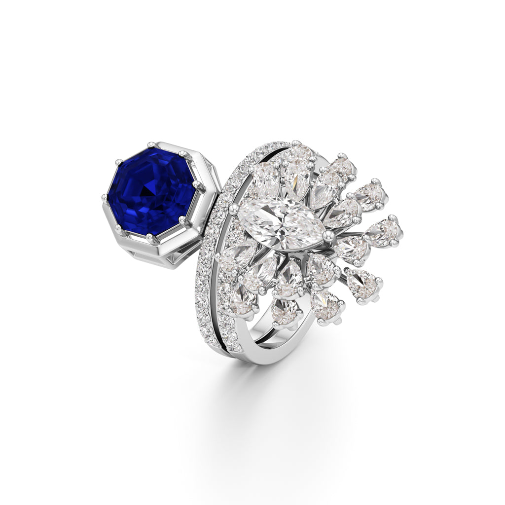 Royal Sapphire and Diamond Statement Ring