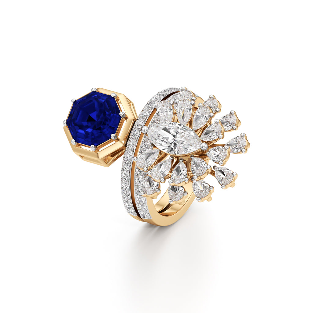 Royal Sapphire and Diamond Statement Ring
