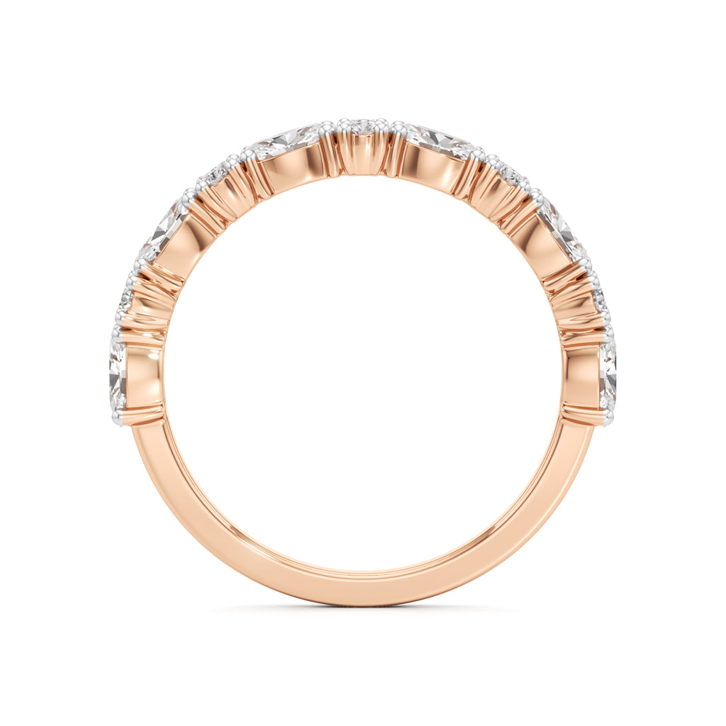 Marquise and Round Diamond Half-Eternity Ring