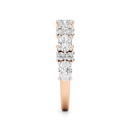 Marquise and Round Diamond Half-Eternity Ring