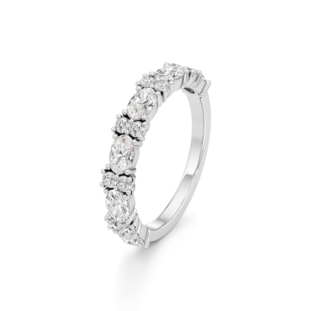 Marquise and Round Diamond Half-Eternity Ring