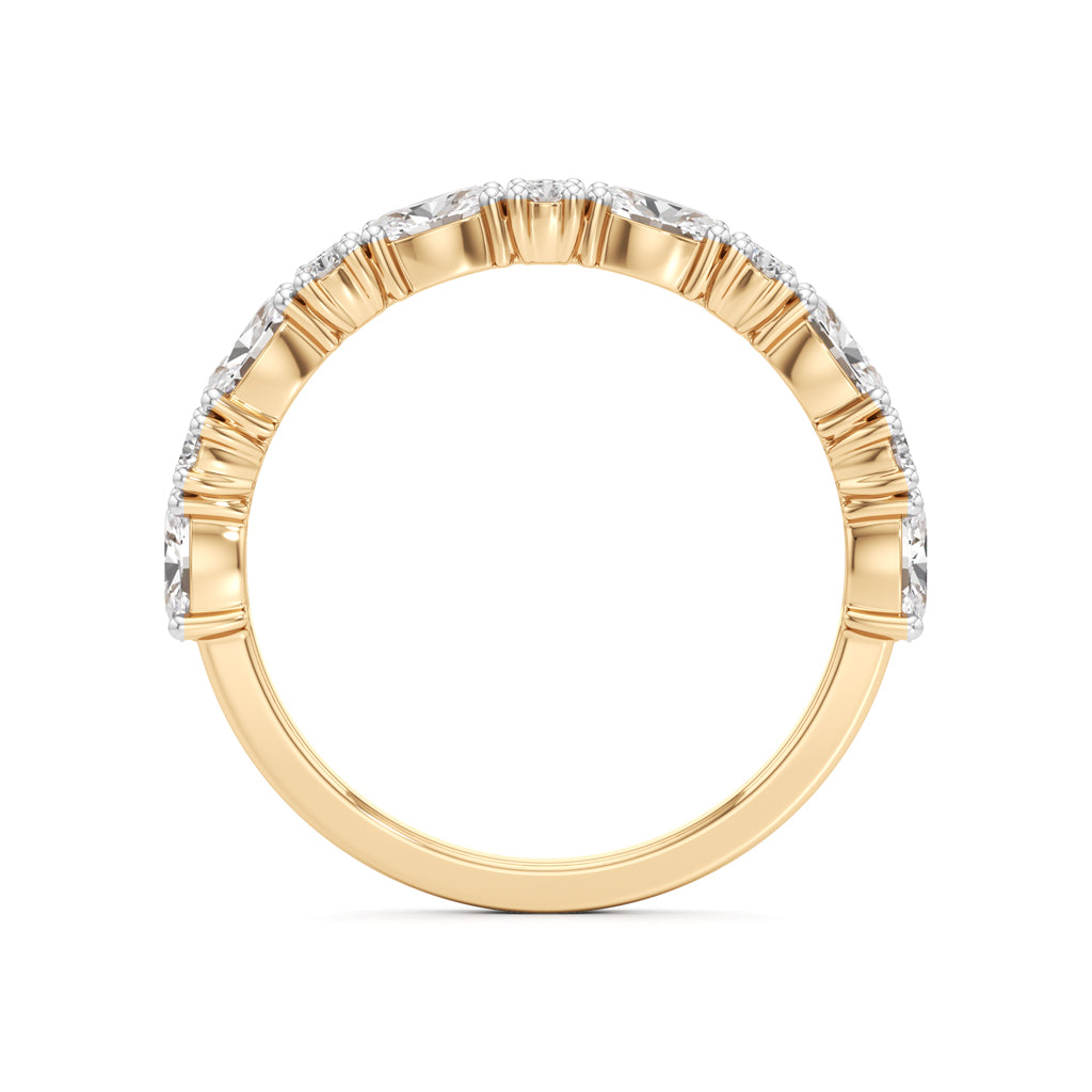 Marquise and Round Diamond Half-Eternity Ring