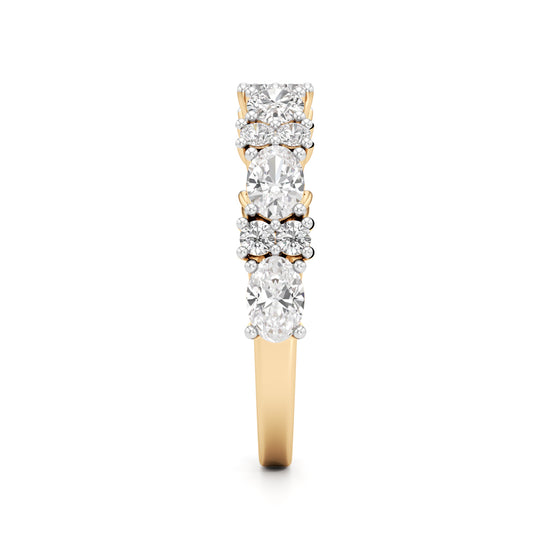 Marquise and Round Diamond Half-Eternity Ring