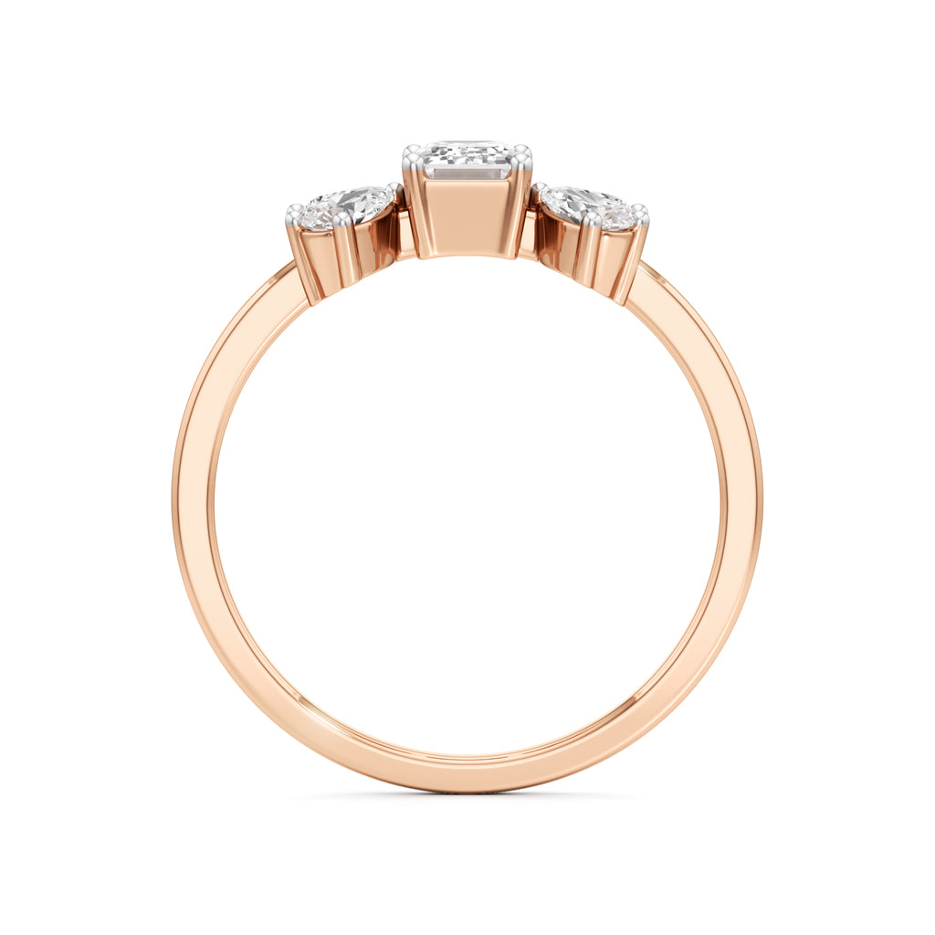 Elegant Emerald-Cut & Pear Diamond Accent Ring
