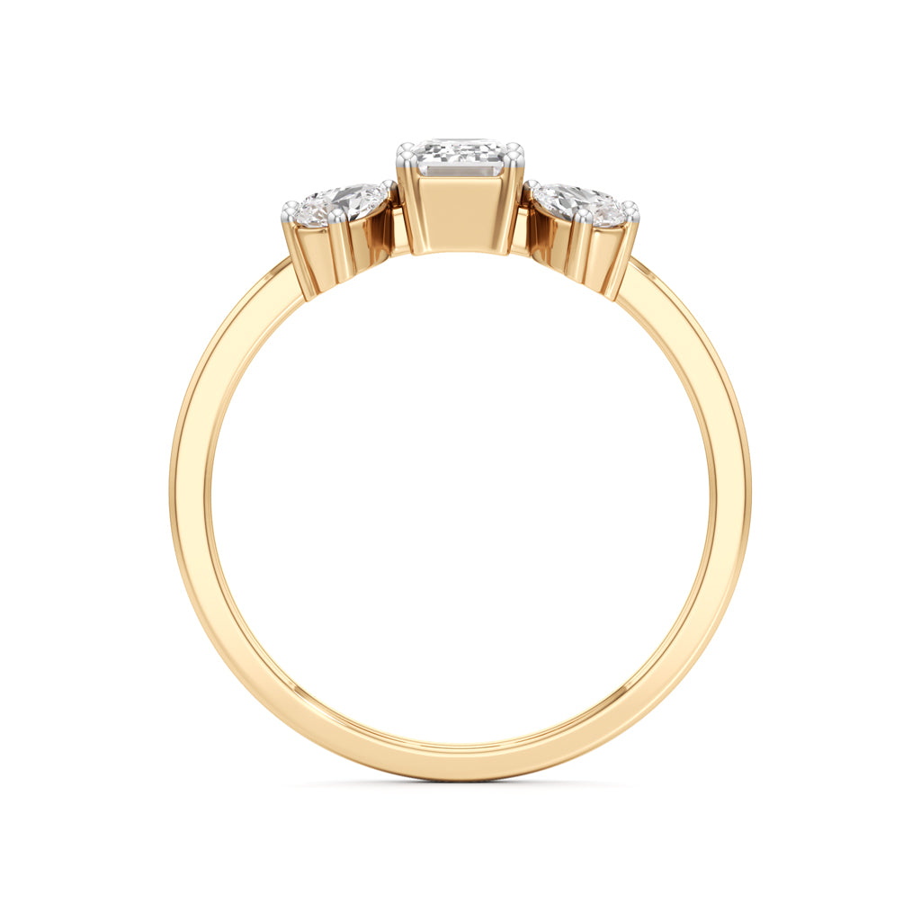Elegant Emerald-Cut & Pear Diamond Accent Ring