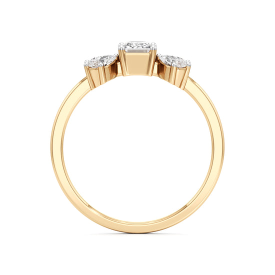 Elegant Emerald-Cut & Pear Diamond Accent Ring