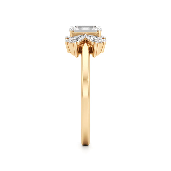 Elegant Emerald-Cut & Pear Diamond Accent Ring