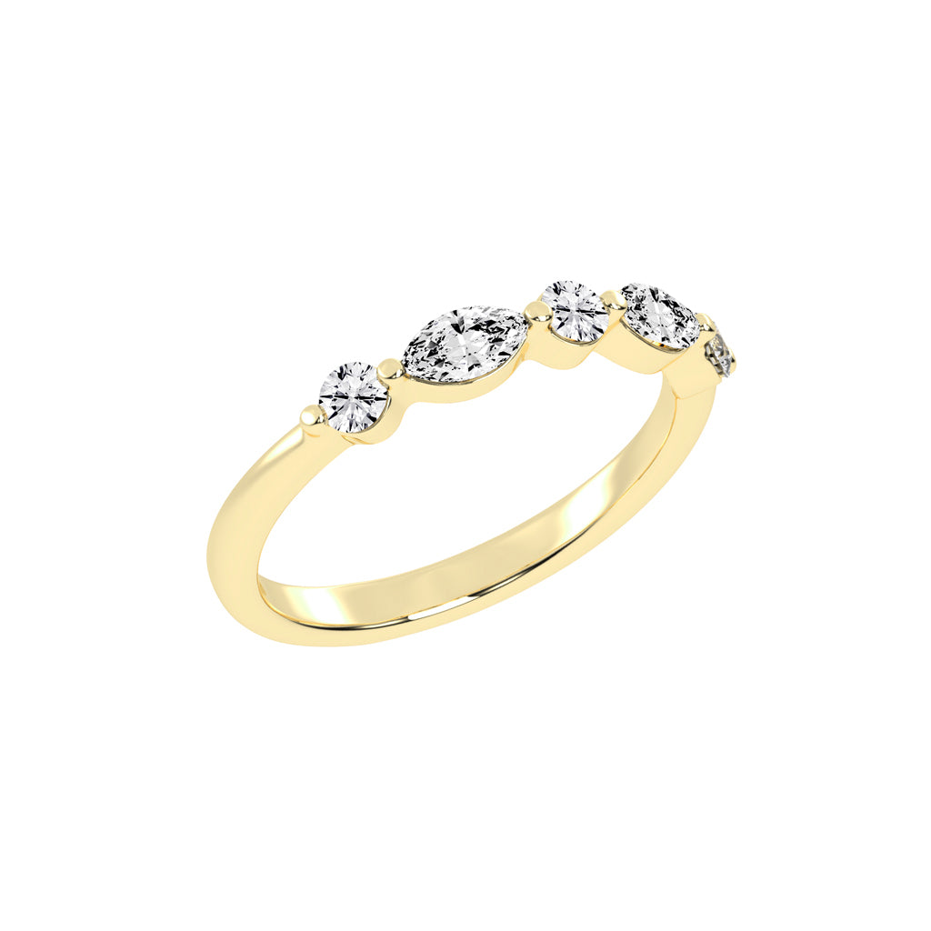 Berillia Marquise Shape Half Eternity Lab Diamond Ring