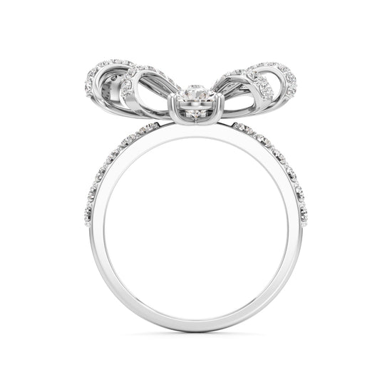 Dazzling Diamond Bow Ring with Dangling Pear