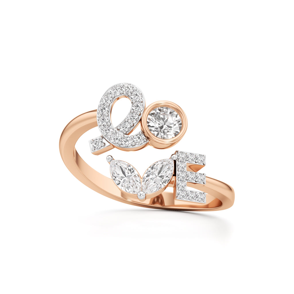 Love Diamond Script Fashion Ring