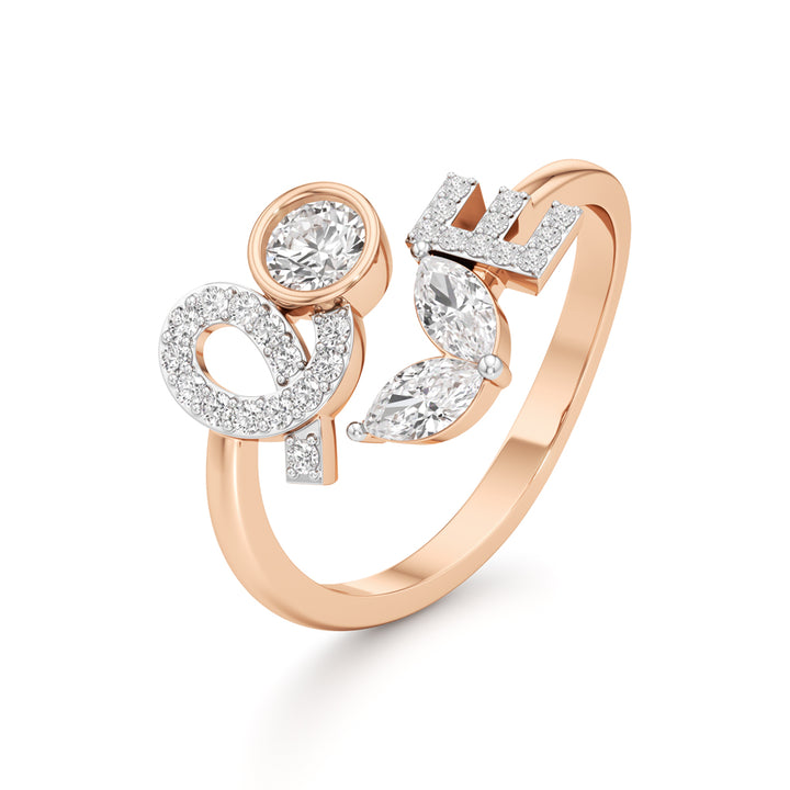 Love Diamond Script Fashion Ring