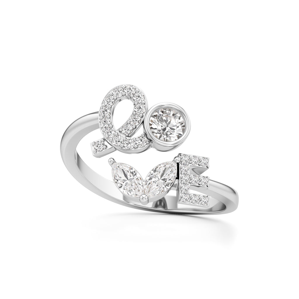 Love Diamond Script Fashion Ring