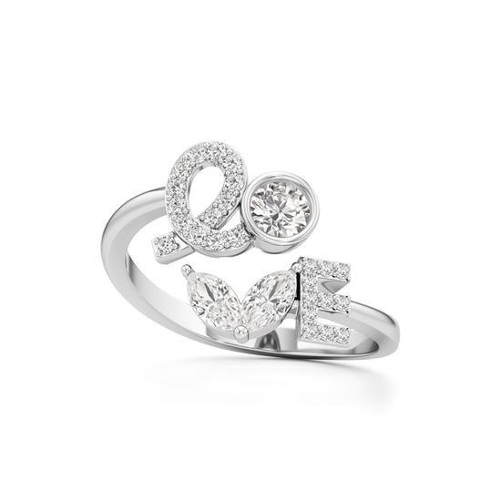 Love Diamond Script Fashion Ring