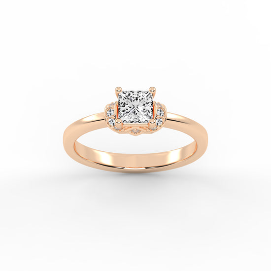 Halencia Four Prong Princess Cut Halo Lab Diamond Ring