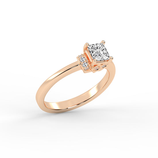 Halencia Four Prong Princess Cut Halo Lab Diamond Ring